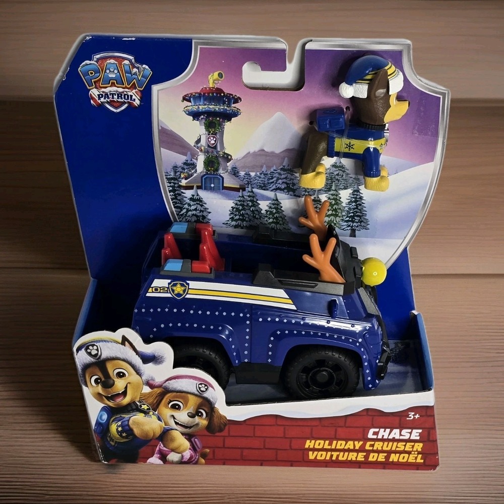 PAW Patrol Chase Holiday Cruiser Vehicle W/ Collectible Figure Christmas Edition